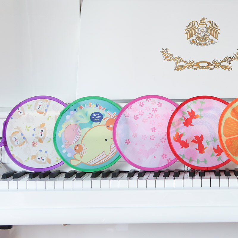 Children's Frisbee Fan Round Fan Lightweight and Small Folding Summer Folding Fan Kindergarten Children's Gift Return Gift