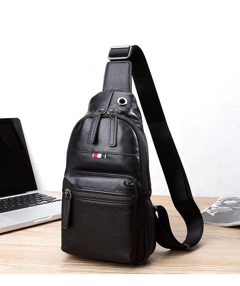 Chest Bag Men's Single Shoulder Diagonal Satchel Leather Men's Bag Fashion Casual Tide Outdoor Sport Small Scapegoat Satchel Shoulder Bag
