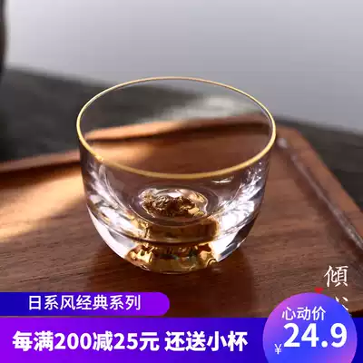Japanese-style glass gold tea cup Fuji Cup Tibetan Gold cup Wine cup Kung Fu tea cup Master cup Smell fragrant cup Tea set