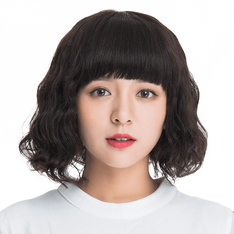Wig Female Short Hair Short Curly Lifelike Face Real Hair Full