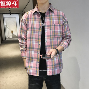 秋季男士长袖格子衬衫衬衫男衬衣外套