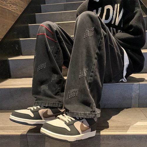 Осенние прямые свободные джинсы для отдыха, штаны, в американском стиле, свободный крой