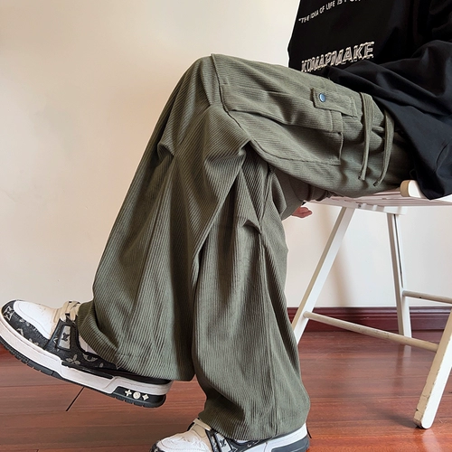 Осенние вельветовые японские штаны для отдыха, свободный прямой крой, в американском стиле, подходит для подростков