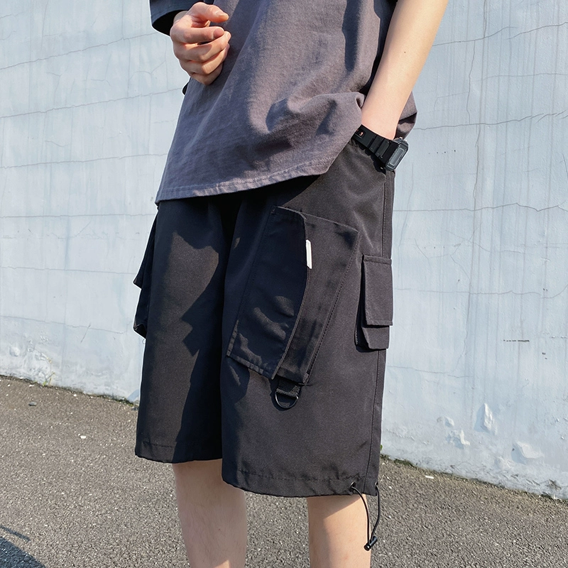 2020 quần yếm mùa hè quần short nam 5 điểm thương hiệu thủy triều Nhật Bản phong cách Hồng Kông lỏng bf nhiều túi quần năm điểm phong cách Harajuku - Quần làm việc