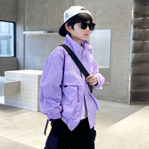  Boys stand-up collar assault jacket spring 2021 new loose Western style fashion medium and large jacket trend