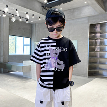 2021 new children summer clothes small bear printed short sleeves male and Korean version of trendy relaxation tide Tong Tong Tong T-shirt