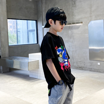 Children cartoon printed short sleeves 2021 new summer clothes foreign air personality relaxation CUHK Tong T-shirt Male and female half sleeve damp