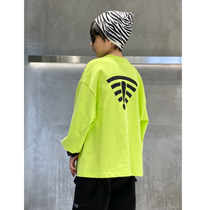  Boys  personality printed long-sleeved T-shirt 2021 new spring loose Western style childrens bottoming shirt middle and large childrens trend
