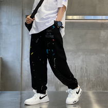 Childrens graffiti printed sports pants 2021 new spring clothing Boy foreign air loose casual pants CUHK Scout pants Chauffiti