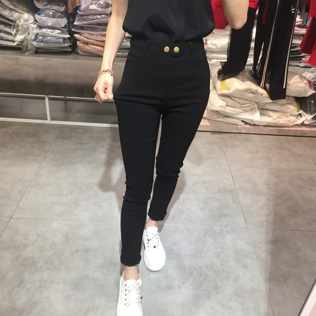 Spring, summer and autumn leggings for women, nine-point slimming and versatile black leggings for outer wear, stretch thin pencil pants, high waist