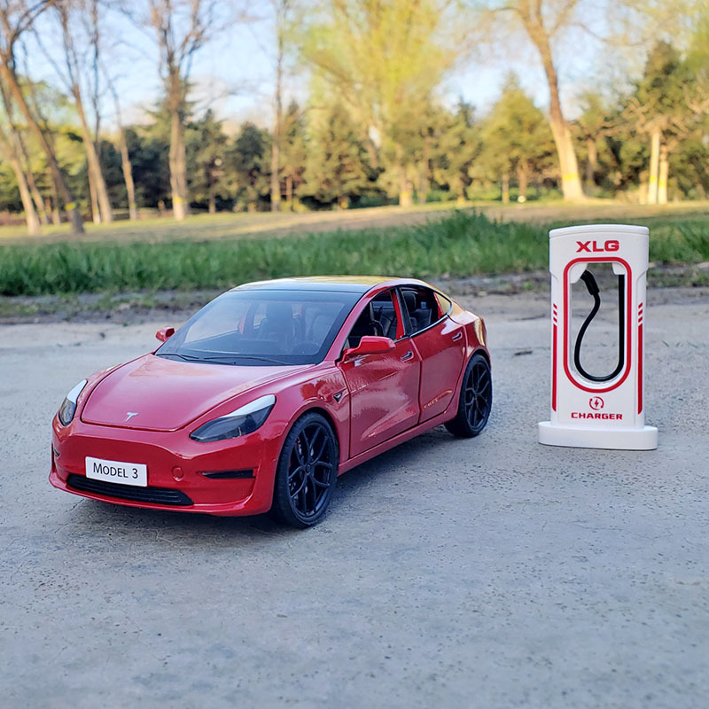 1/24 Tesla Model 3 Y S X Alloy Car Model Sound and Light Pull-Back Toy Car Simulation New Energy Vehicle