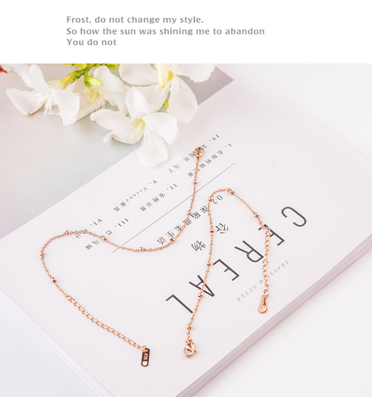 Nhật Bản và Hàn Quốc 18K thép titan vàng hồng thời trang chuyển giao tốt hạt vòng tay hoang dã vòng chân trang sức ngọt ngào nữ - Vòng chân lắc chân nữ nhật bản