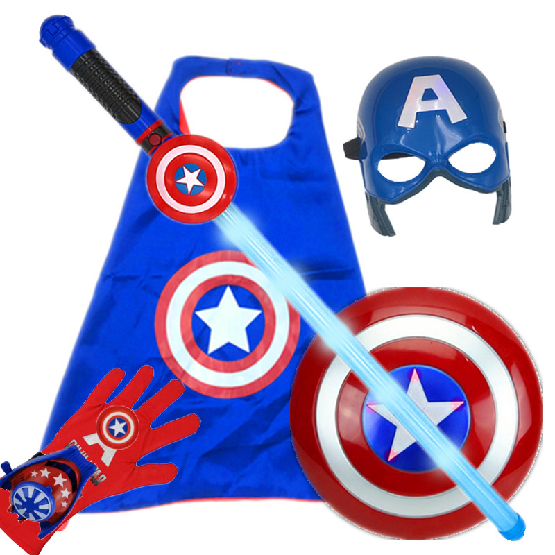 Children's Captain America shield disc mask sword costume show Halloween cloak cloak toy male round shield