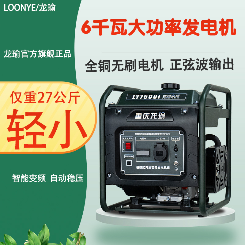 Longyu Small Portable Household Gasoline Generator 220V High-Power Construction Site Outdoor Emergency Inverter Model