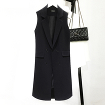 Suit vest womens coat Spring and Autumn outside 2021 new waistcoat long black slim horse clip vest Spring