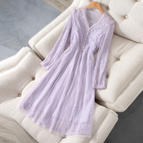 2022 spring new long sleeves lace dress Dress Temperament Tea Hysteria Dress Fleecy Dresses First Love Nepotism Nepotism