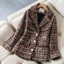 Special price clear cabin autumn and winter checkered woolen small suit jacket lady thicken subs to suit little subs