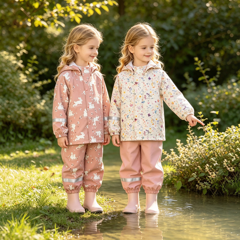 Children's Two-Piece Raincoat Set for Boys and Girls, Kindergarten Kids, Waterproof Reflective Hooded Raincoat with Suspenders and Rain Pants Children's Two-Piece Raincoat Set for Boys and Girls, Kindergarten Kids, Waterproof Reflective Hooded Raincoat with Suspenders and Rain Pants