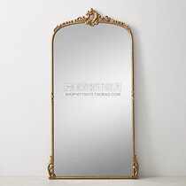 European retro carved floor-to-ceiling full-length mirror Gold old clothing store mirror Model room cloakroom fitting mirror