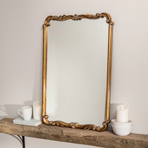 Eurostyle make-up mirror-like room wall-mounted large-context background wall minimalist decorative mirror antique gold comb cosmetic mirror custom-made
