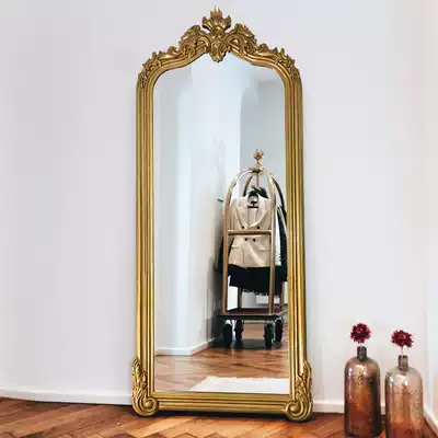 French household carved full-length mirror Villa soft cloakroom full-length mirror floor-to-ceiling mirror clothing store full-length mirror customization