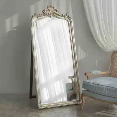 French home carved full-length mirror cloakroom high-end fitting floor mirror clothing store has bracket full-length mirror customization