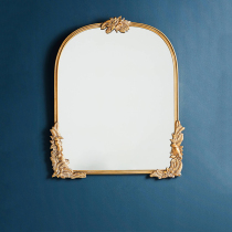 European wall-mounted decorative mirror Bedroom dresser carved makeup mirror Living room background wall entrance art mirror customization