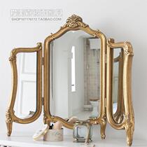 European carved three-fold mirror Bedroom makeup dresser mirror Entrance mirror Decorative mirror Wall wall hanging mirror customization