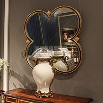 Background Wall Flower Type Decorative Mirror Idea Wall-to-wall Mirror-Like black gold frame Makeup Hanging Mirror