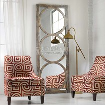 Cloakroom Dressing Mirror Round Composition Brief Full Body Mirror Wood Color Floor Mirror Wall-mounted Creative Decorative Mirror Customisation