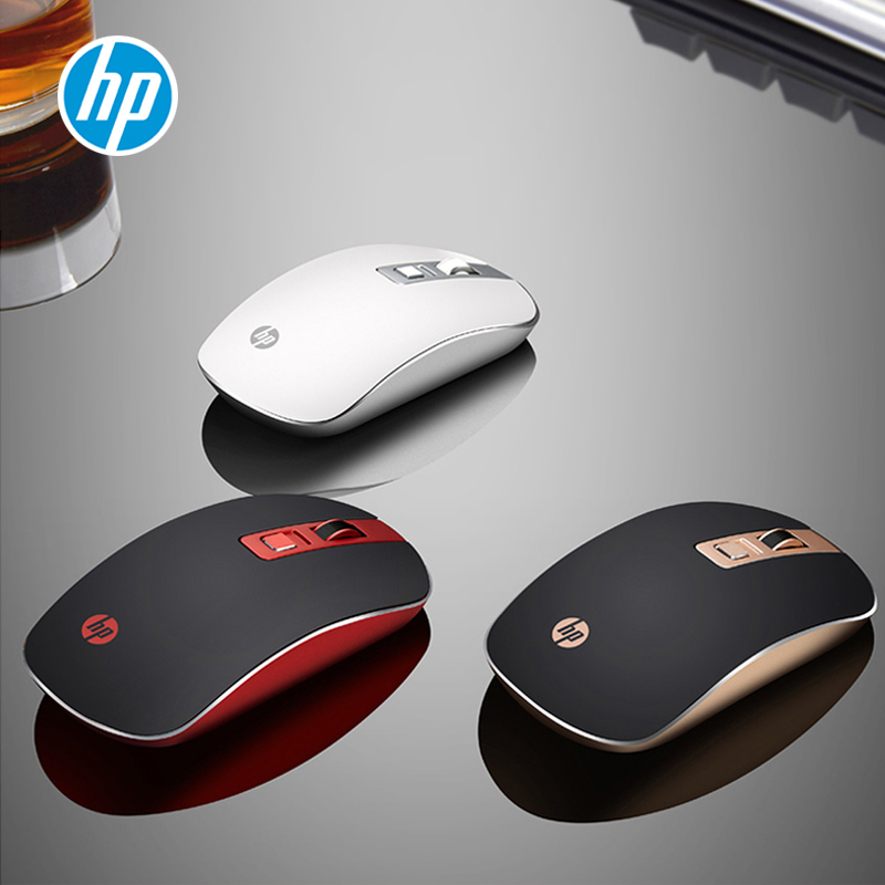 HP HP aluminum alloy wireless mouse Silent silent male and female students Thin portable laptop Desktop unlimited games Home office cute white pink light and electricity universal