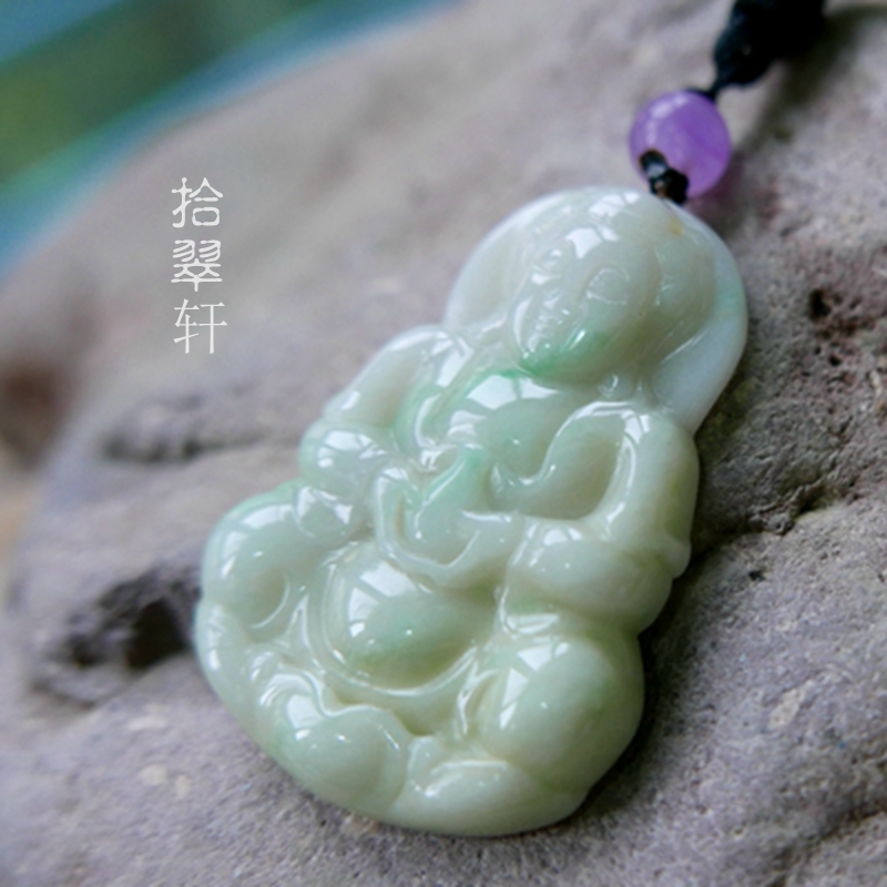 (ten Cuxuan) glutinous rice floating yellow green emerald Guanyin thick and real big piece and it is very nice to leave it all