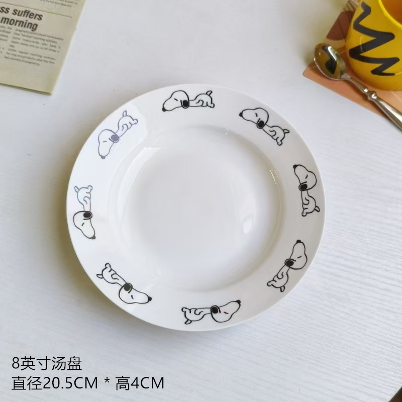 Japanese-Style High-Quality Snoopy Ceramic Dinnerware Set, Cake Plate, Soup Bowl, Daily Household Dishware Japanese-Style High-Quality Snoopy Ceramic Dinnerware Set, Cake Plate, Soup Bowl, Daily Household Dishware