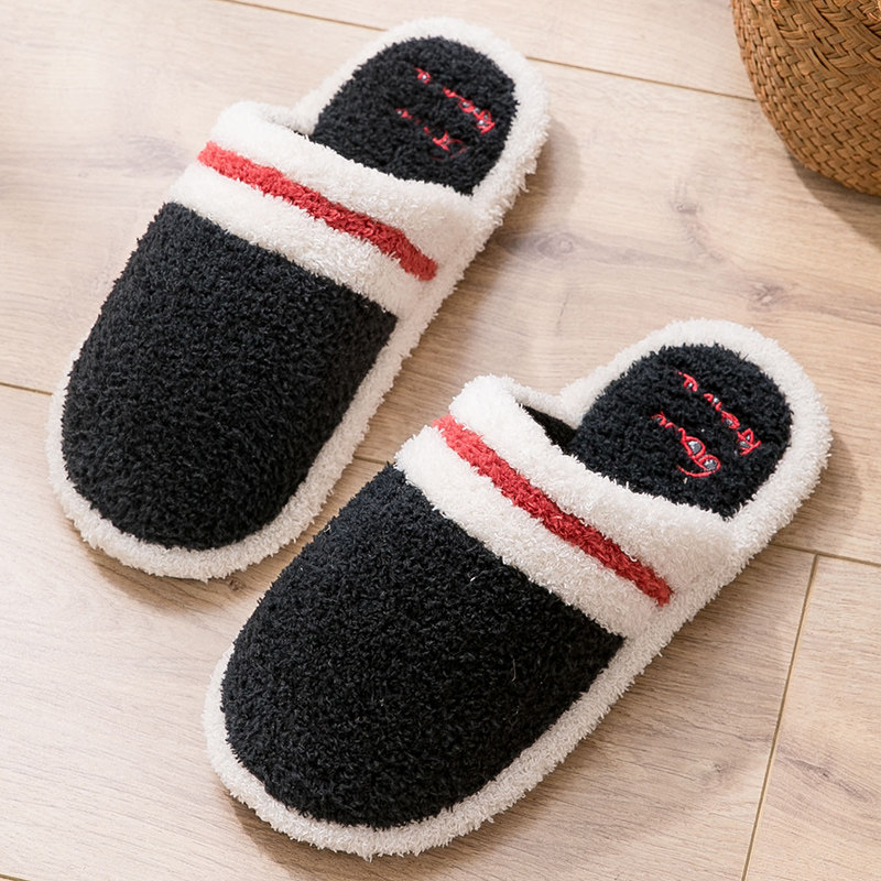Cotton slippers men's hair slippers warm and anti - slippers 2021 new slippers household autumn and winter anti - slippers warm