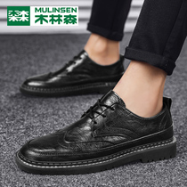 Woodson mens shoes 2022 new business dress trend in autumn and English casual leather shoes men tide shoes