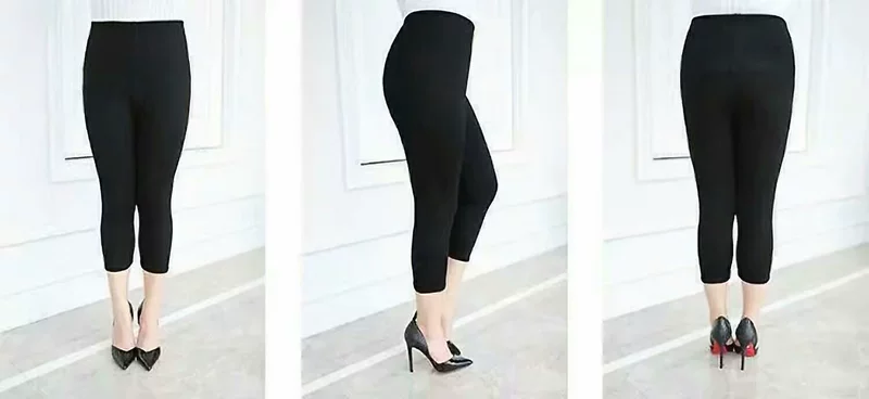 Cộng với phân bón XL cao co giãn chân béo mm chân xà cạp phụ nữ mặc 200 cân mỏng phương thức kéo dài chín quần