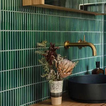 Long retro gradient green mosaic catering coffee milk tea shop bar background wall tile bathroom bathroom porcelain
