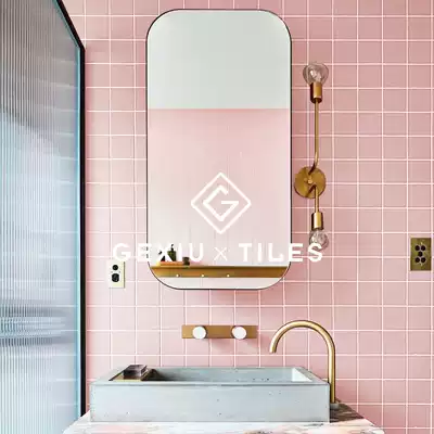 Nordic small square brick ins net red pink bathroom brick Powder room tile floor tile Toilet kitchen wall tile mosaic
