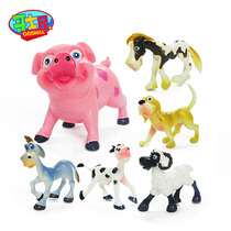 Goshny childrens farm animal toy set cartoon animation Pig Dog sheep horse donkey cow boy girl House