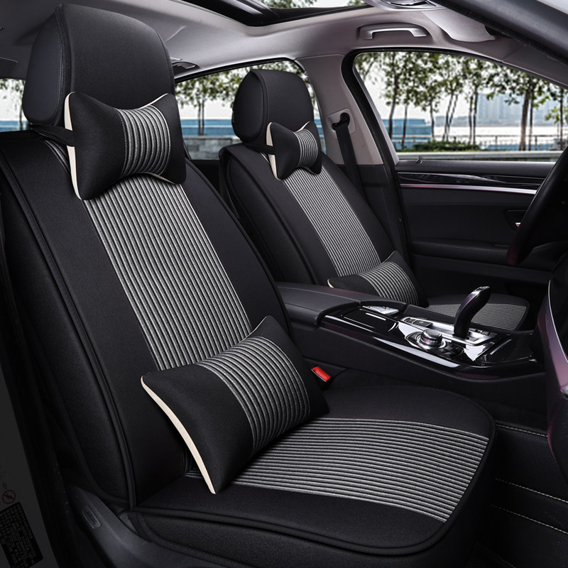 Simple spring and summer car seat cushion four-season universal full surround cushion fabric seat cushion Cotton and linen breathable special seat cover
