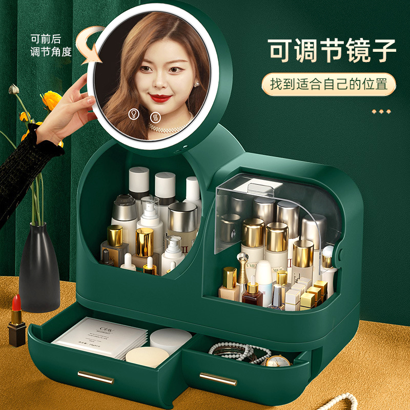 Portable makeup bag 2021 new large capacity with mirror subnet Red oversized containing box Makeup Box Woman 2020 Superfire-Taobao