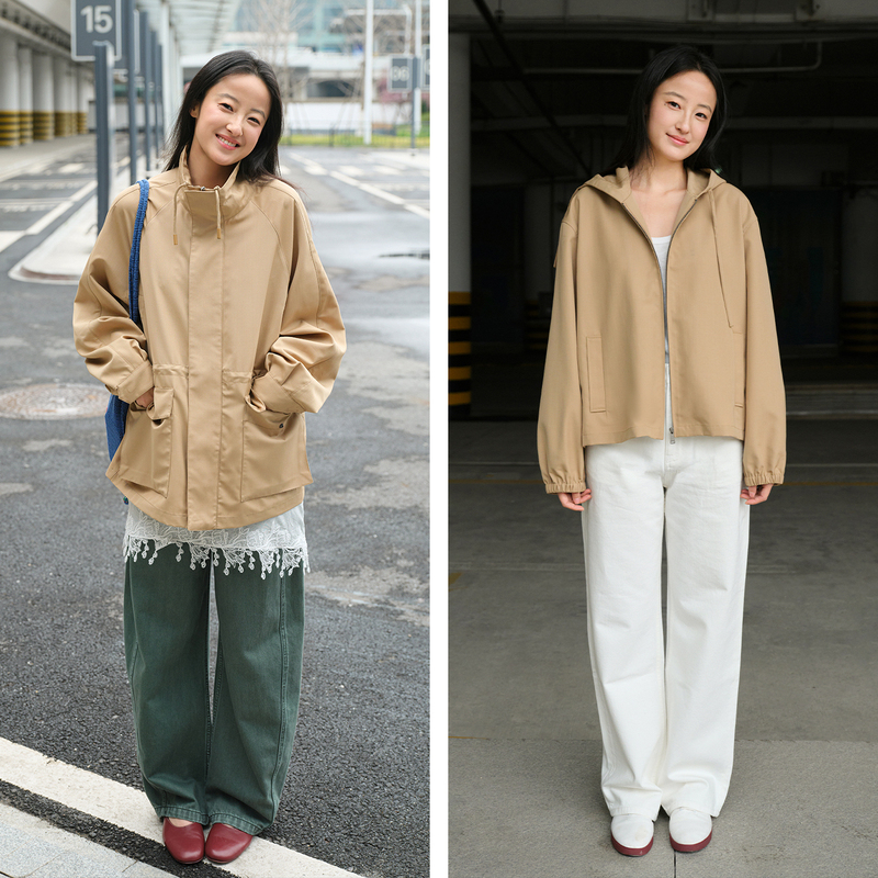 Fpe Light Luxury Dewdrop Jacket 2 Styles, Same Style as He, Silk Wool Physical Waterproof Adjustable Hooded Short Jacket