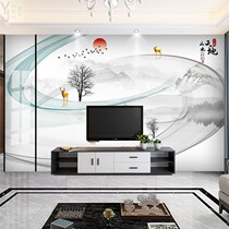 2021 new Chinese TV wall background wall paper landscape painting wall cloth Living room film and television wall painting 8d simple wall cloth