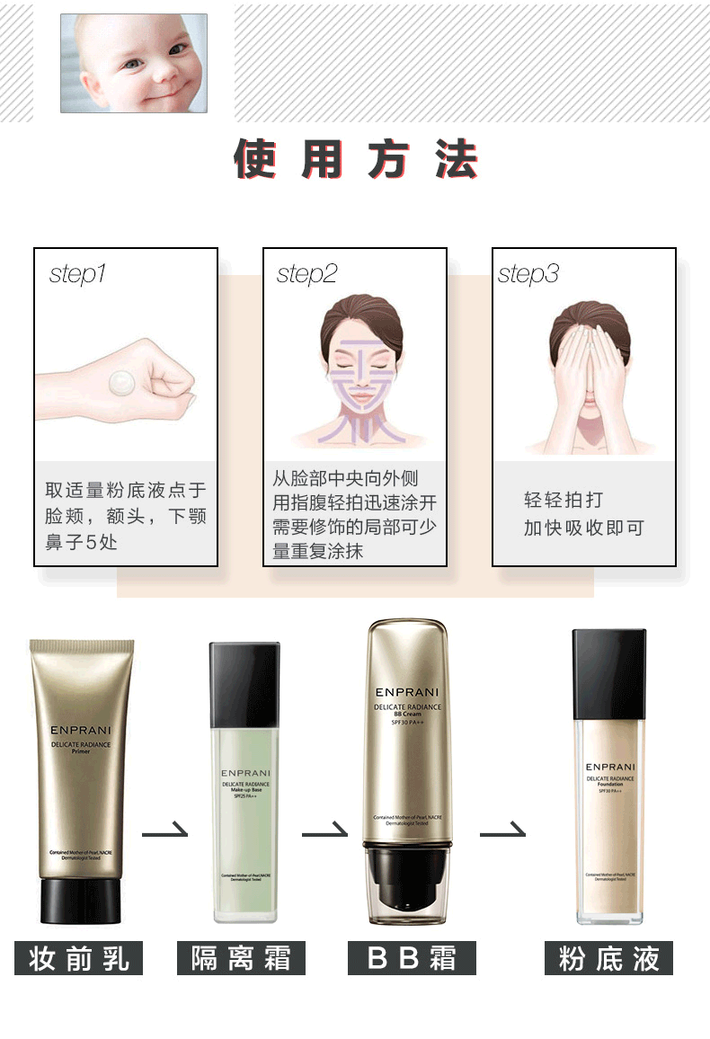 ENPRANI / Indigo Yuet Sensitive Liquid Foundation SPF30 PA ++ Kem che khuyết điểm làm sáng - Nền tảng chất lỏng / Stick Foundation cushion ohui