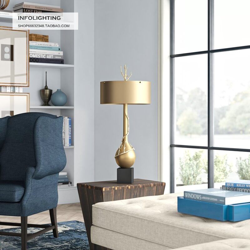 North Carolina Meijia India imports nickel-plated brass branch table lamp European-style living room decorative table lamp bedroom lamp