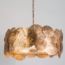 North Cameca India imported golden water lily leaf chandelier fashion restaurant bedroom brass decorative light fixtures
