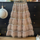 French Heavy Industry Sparkling Sequins Mesh Puffy Skirt Women's Autumn 2025 High Waist A-Line Loose Layer Cake Skirt