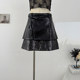 Hot Girl Heavy Industry Sparkling Sequins Stitched PU Leather Skirt Women's Autumn 2025 High Waist Slim A-Line Hip Skirt