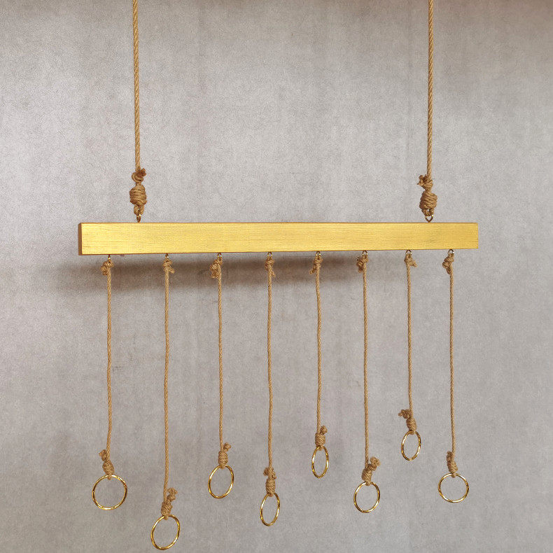 Clothing store display rack hanging clothes hook solid wood wall hanging hemp rope hanging ring side hanging clothes rack wall hanging boom