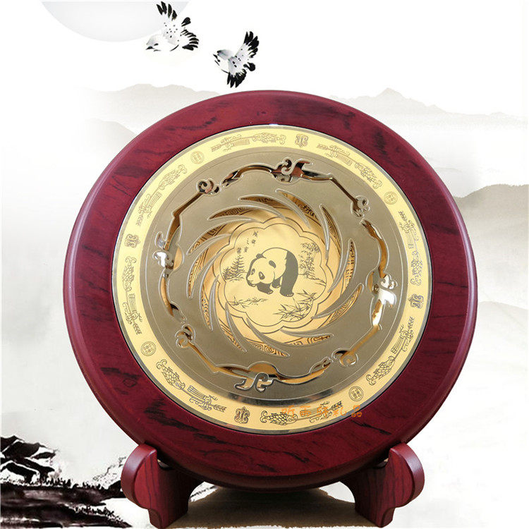 Jinsha Site Museum The same Sun god bird gold foil plate Giant Panda ornaments anniversary business cultural and creative gifts